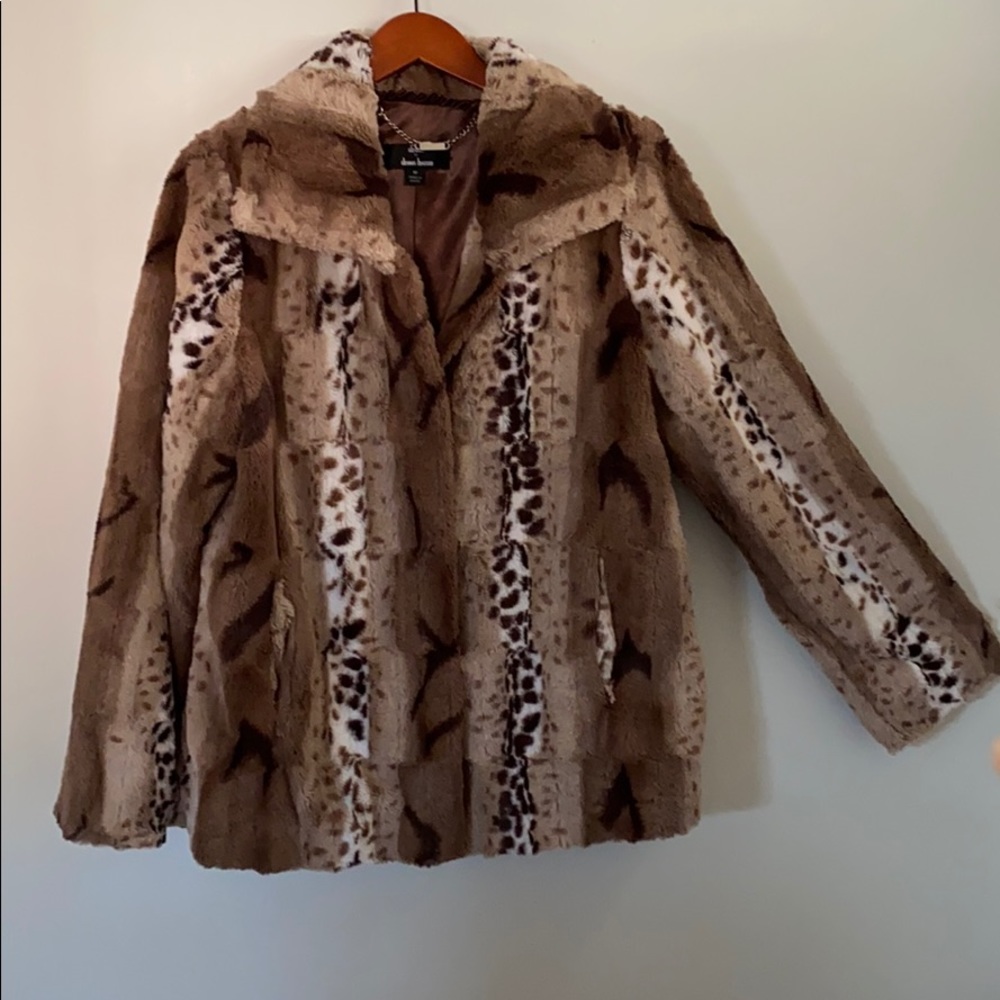 Dennis Basso Faux Fur Animal Print Coat